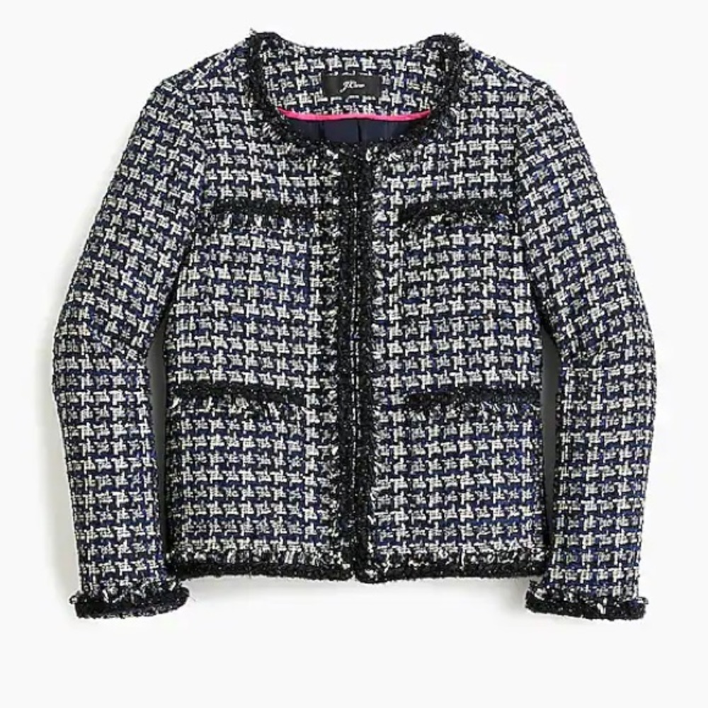 Lady jacket in metallic houndstooth